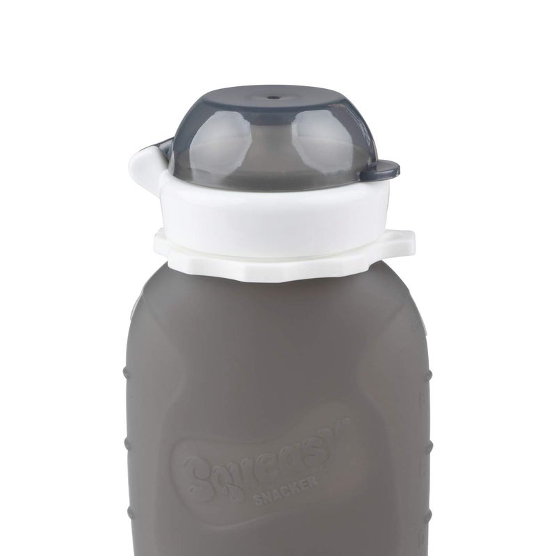 Squeasy Snacker Grey 6 oz Squeasy Snacker Spill Proof Silicone Reusable Food Pouch - for Both Soft Foods and Liquids - Water, Apple Sauce, Yogurt, Smoothies, Baby Food - Dishwasher Safe - Image 3